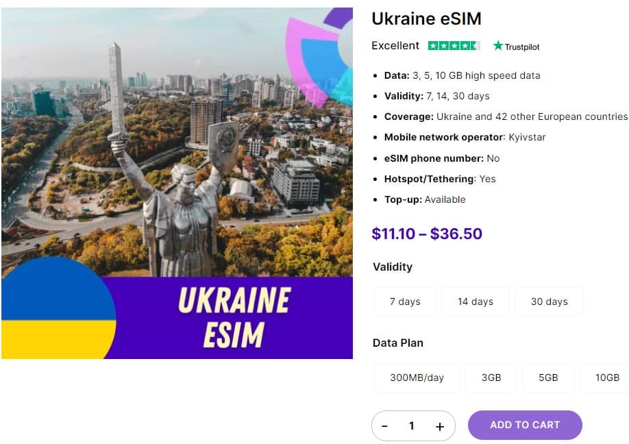 Ukraine eSIM plans
