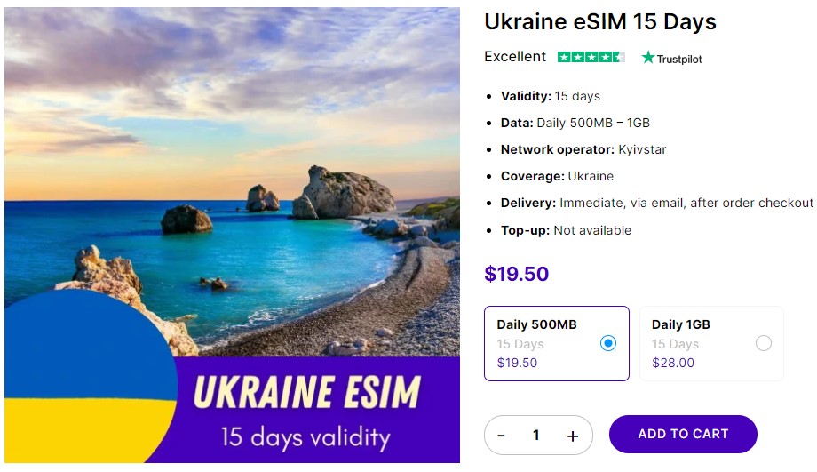 Ukraine eSIM data plans